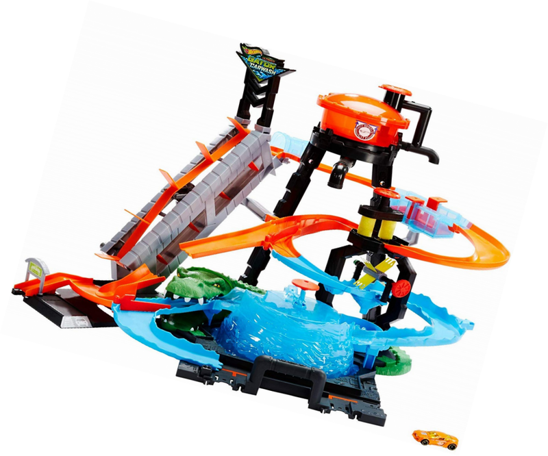 hot wheels ftb67 city gator car wash connectable play set with diecast and mini toy car